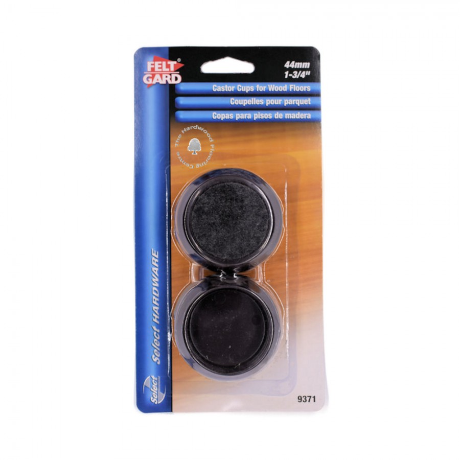 Feltgard 44mm Castor Cups Felt Base Brown, Light or Dark Oak effect