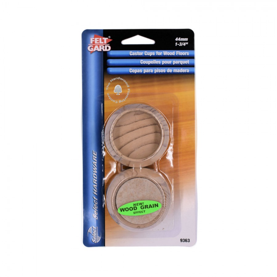 Feltgard 44mm Castor Cups Felt Base Brown, Light or Dark Oak effect