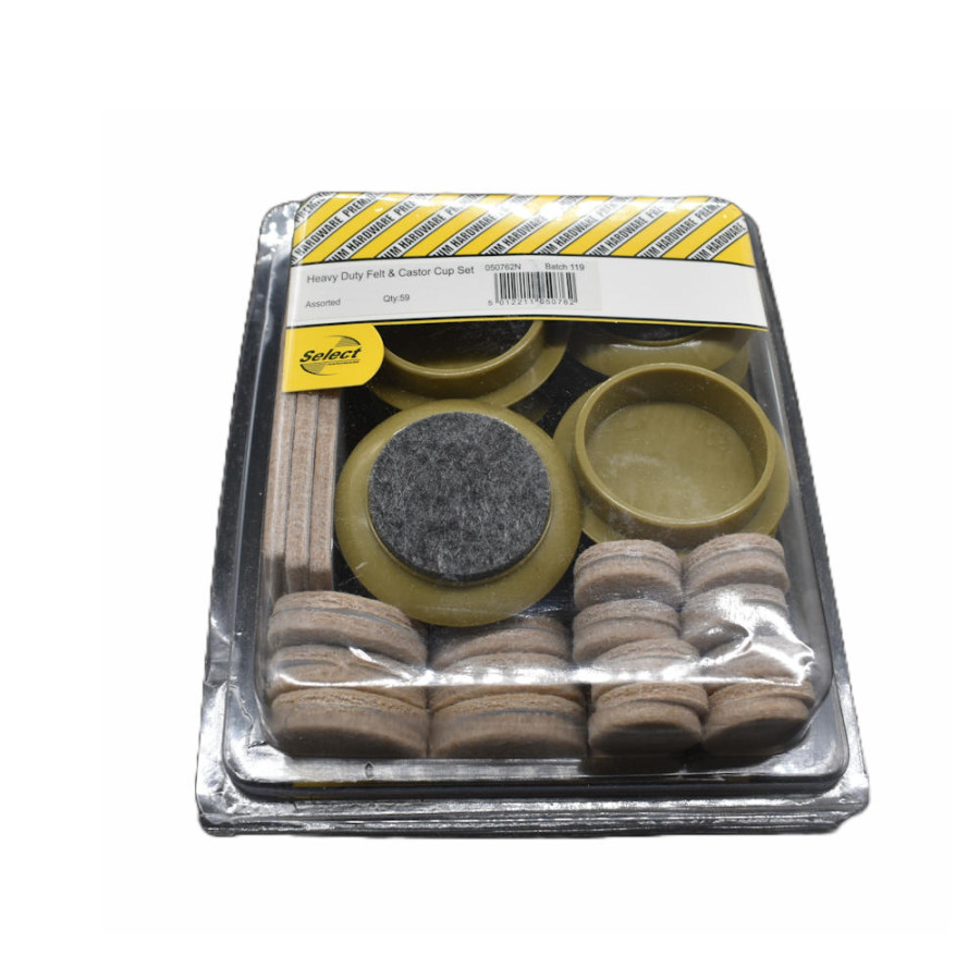 Felt and Castor Cup Set 59 assorted pieces ACCFT25
